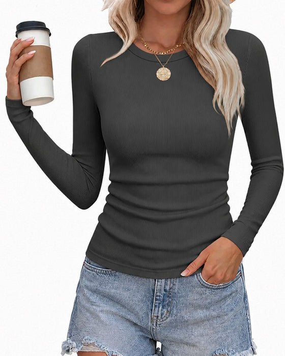 Top Slim Fit Lange Mouw Ronde Hals