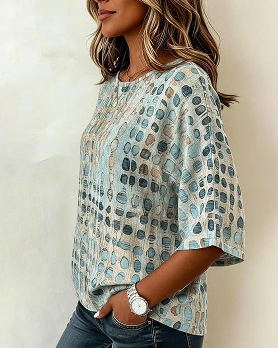 Blouses Ronde Hals Korte Mouw Polka Dot