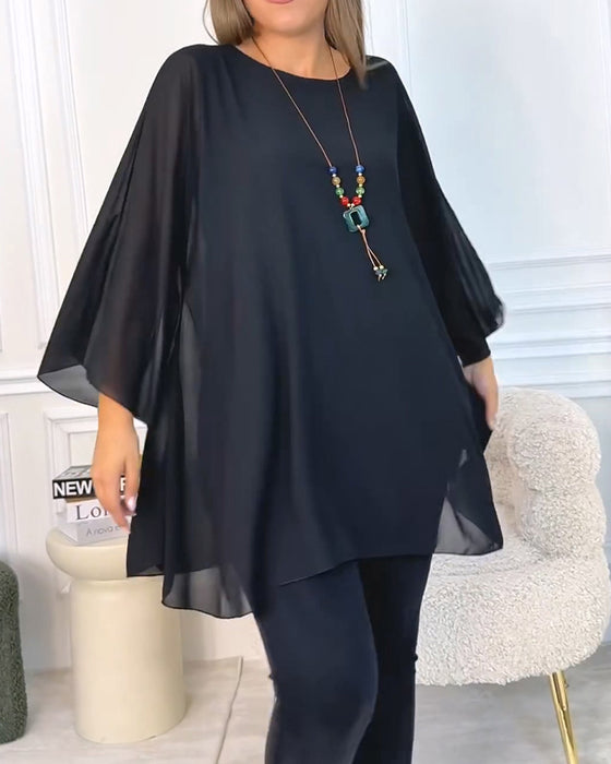 Top Effen Kleur Ronde Hals Los