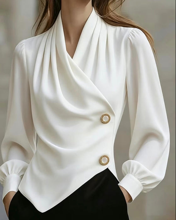 Blouse Gedrapeerd Mode V-Hals
