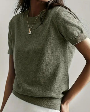 Pull Rond Hals Korte Mouw Dunne Brei