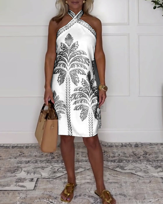 Elegante jurk met kruishals tot op de knie