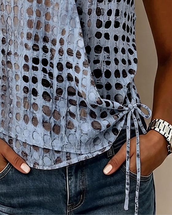 Blouse V-Hals Kruis Halter Stip Mouwloos