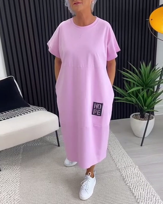 Jurk Korte Mouw Casual Recht Zak