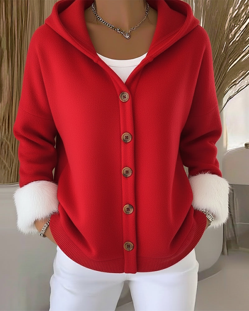 Jas Knus Pluche Patchwork Met Capuchon