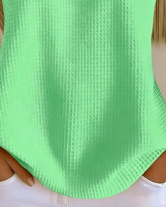 Tank Top Rondhals Mouwloos Wafel Knoop
