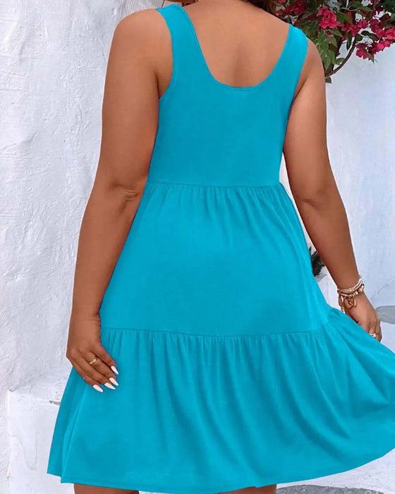 Jurk Dubbele Laag Gelaagd Ruffle Tank