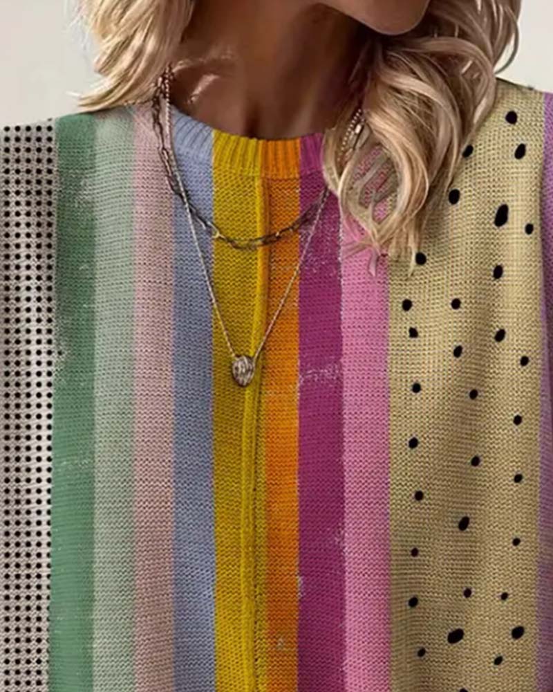 Pullover Met Stippen Regenboogstrepen