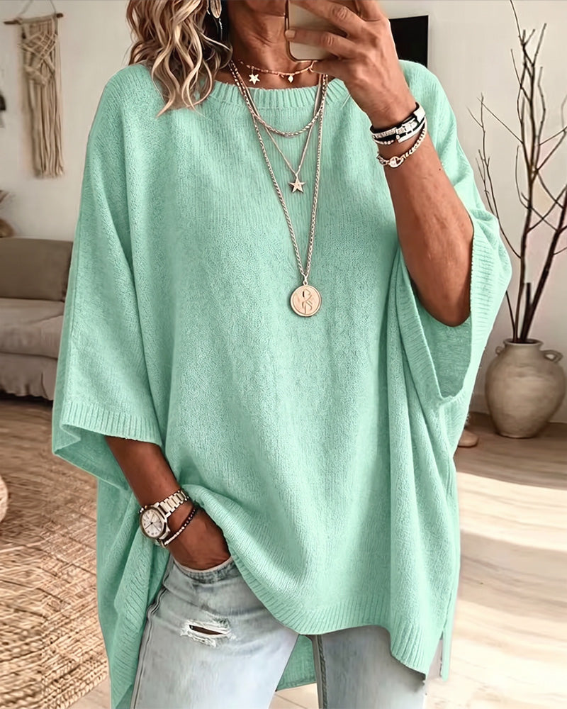 Pullover Losse Ronde Hals Effen