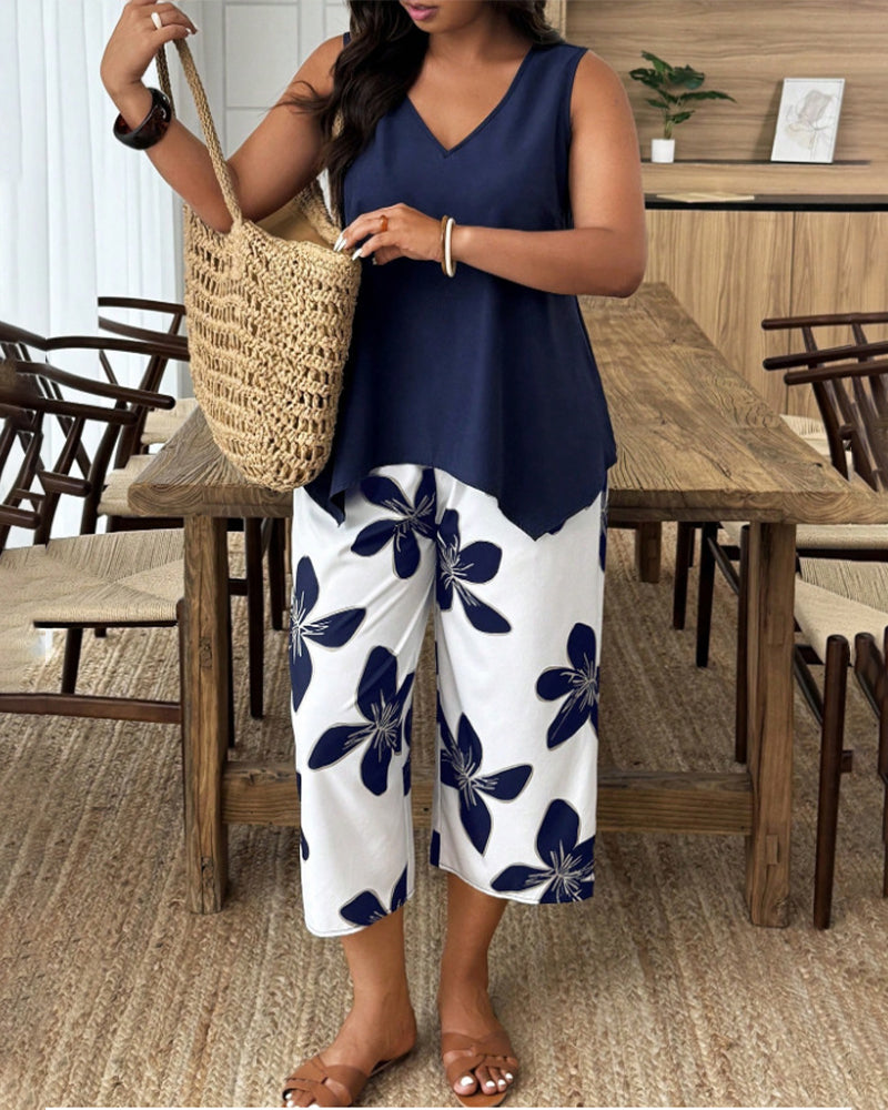 Set Elegant Print Mouwloos