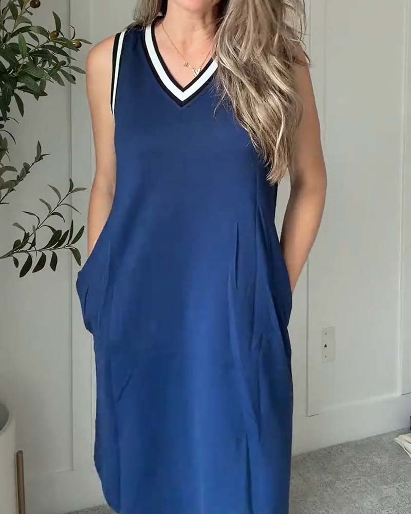Jurk V-Hals Kleurblok Active Tank