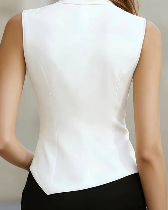 Blouse Effen Kruis Mouwloos