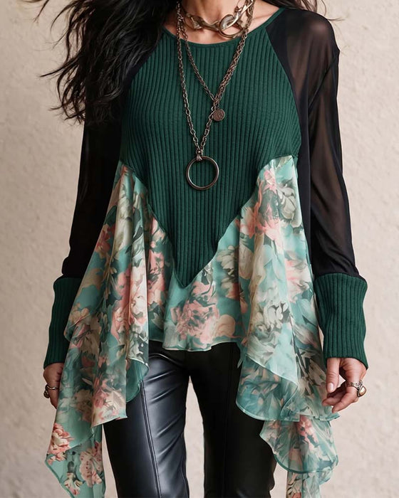 Blouse Patchwork Bloemen Onregelmatig