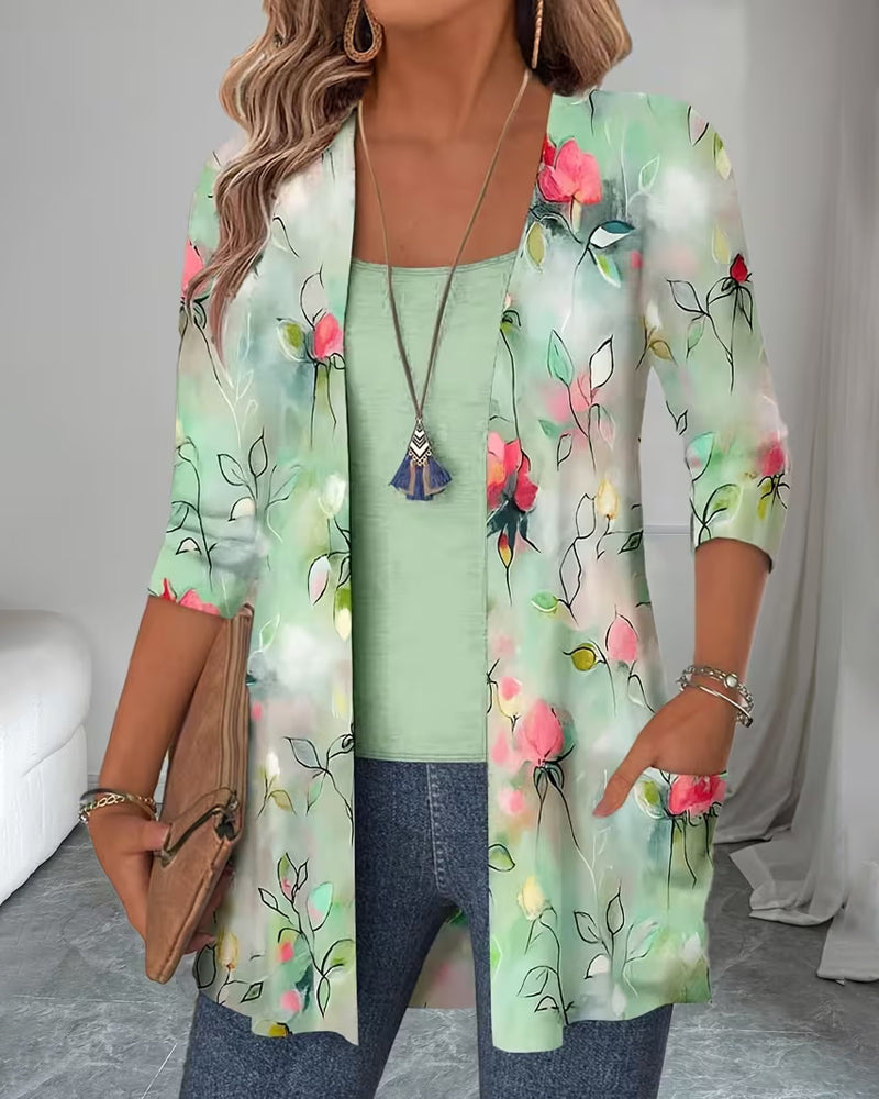 Blouse Nep Tweedelig Bloemig Print