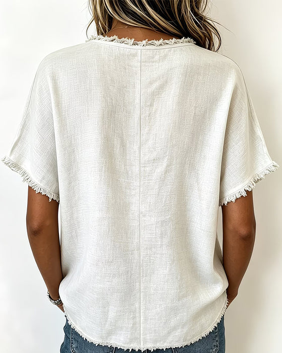 Blouse Casual Ronde Hals Korte Mouwen