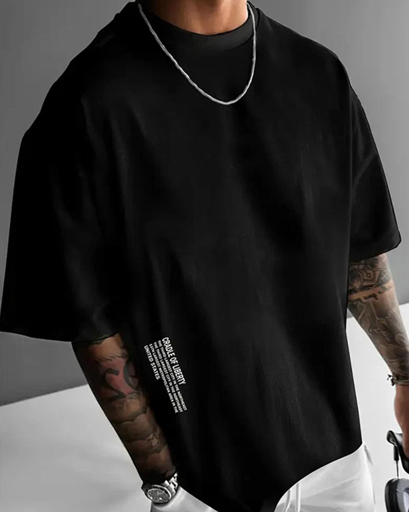 Heren T-Shirt Loose Fit Drop Schouder Casual