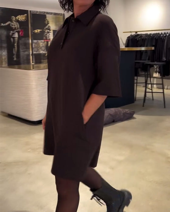 Jurk Rever Korte Mouw Shirt