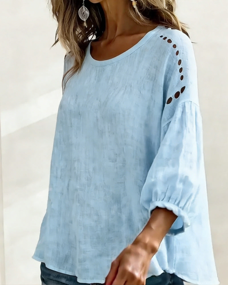 Blouse Uitgesneden Katoen En Linnen