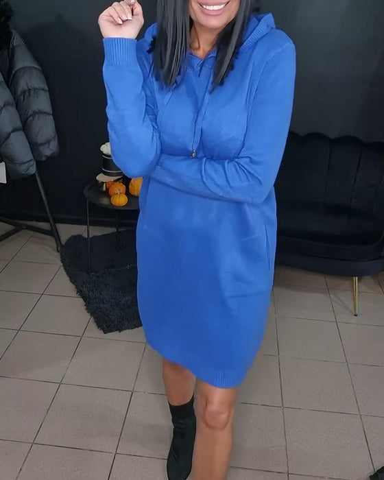 Gebreide Jurk Met Capuchon En Trekkoord