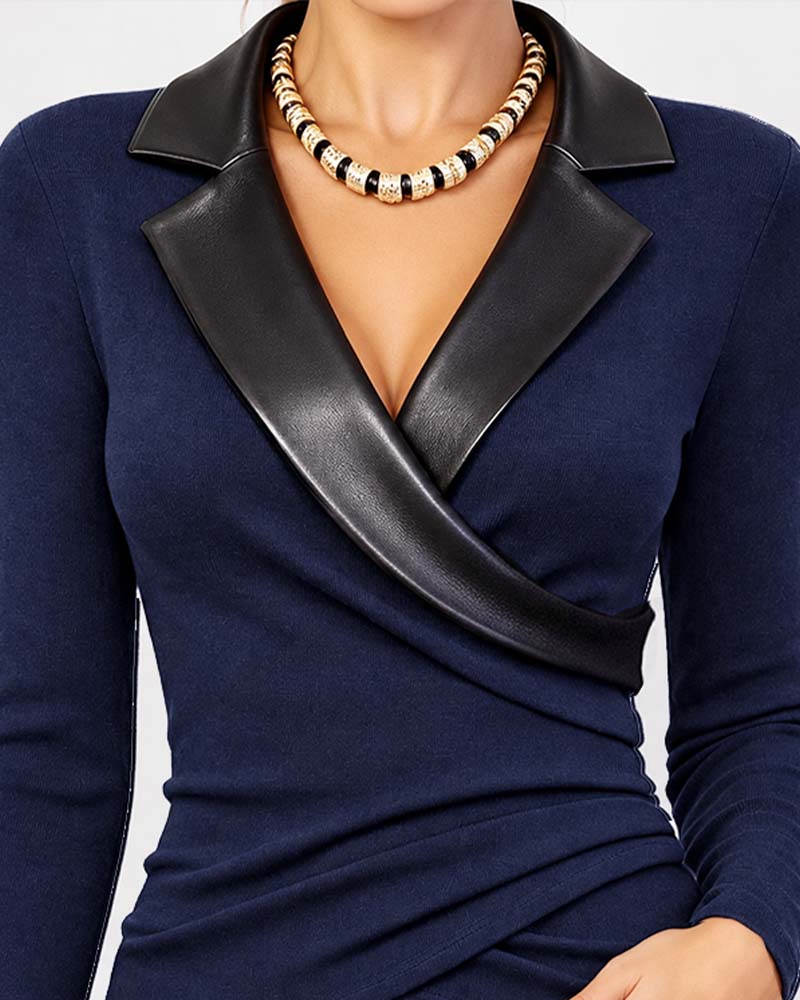 Top PU Knoopsgat Kruis Langmouw