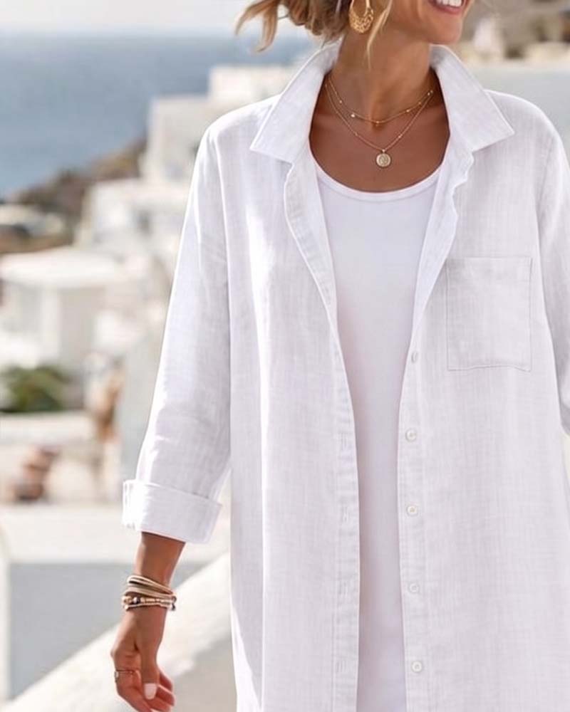 Jurk Rever Knoop Lang Shirt