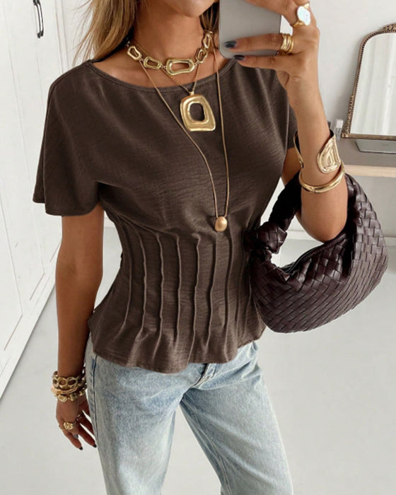 Blouse Geplooid Korte Mouw