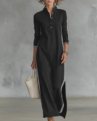 Jurk Contrast Knoop V-hals