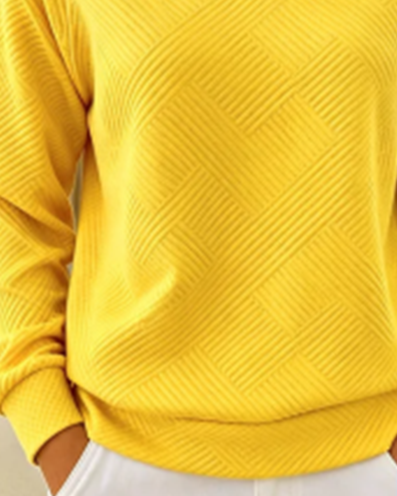 Sweatshirt V-Hals Gestreept Raglan Effen