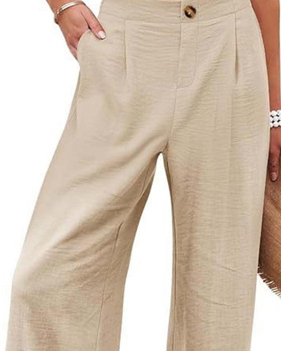 Broek Knoop Elastische Taille Wijd