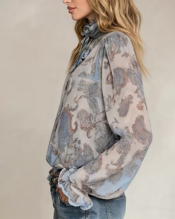 Blouse Kant Rand Trekkoord Doorzichtig