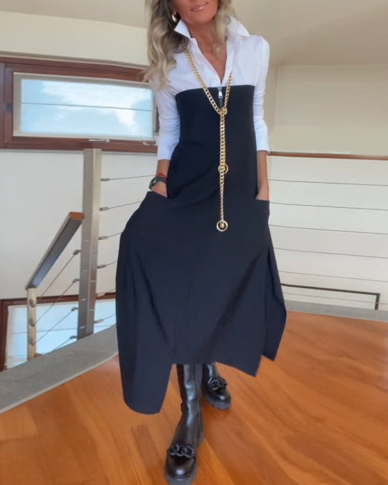 Modieuze effen rok met rits en zak