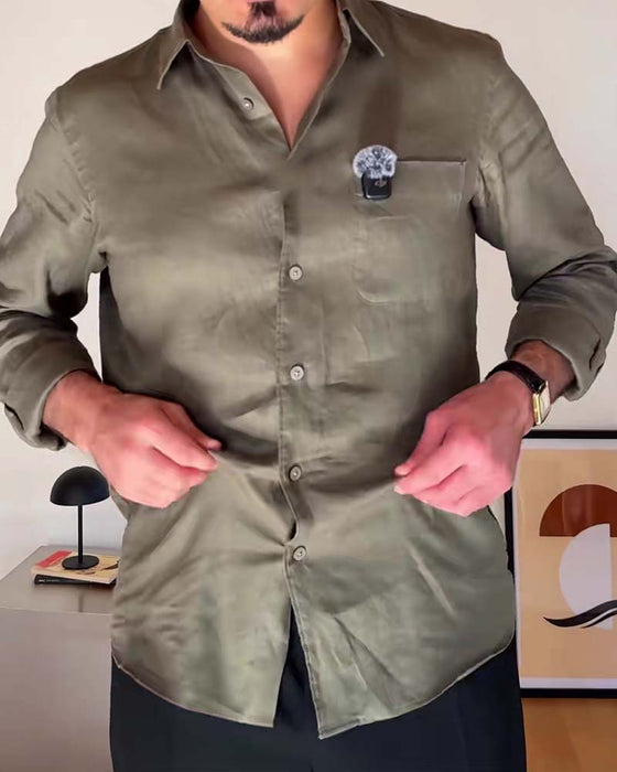 Overhemd Heren Met Kraag Zak