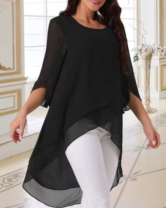 Blouse Onregelmatig 3/4 Mouw