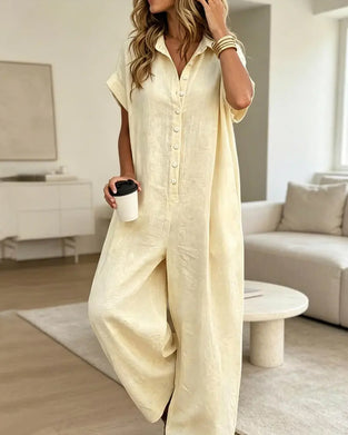 Casual Effen Kleur Jumpsuit Met Kraag
