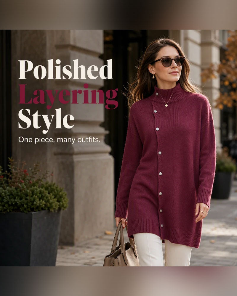 Cardigan Turtleneck Enkel Knoopsluiting