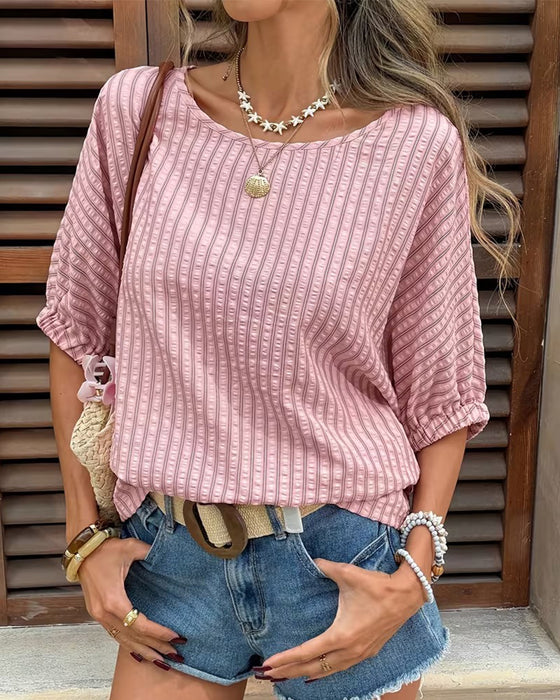 T-Shirt Casual Plus Size Verticale Streep