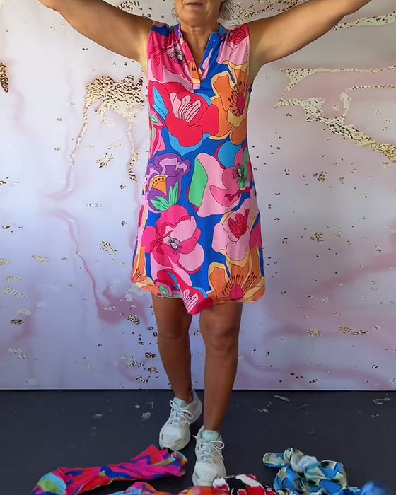 Mouwloze jurk met bloemenprint