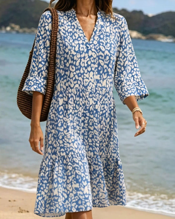 Jurk Ruffle V-Hals Luipaard