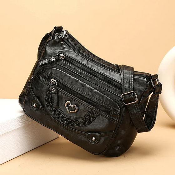 Dames Zachte PU Leder Multi-Zak Crossbody Tas