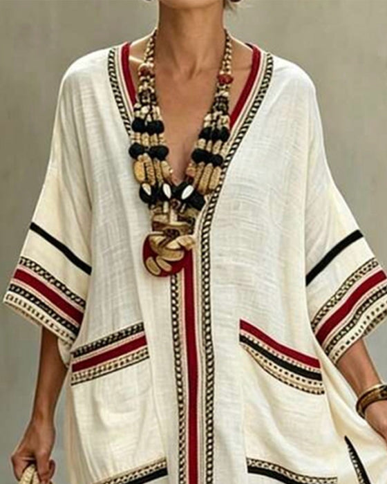Casual Maxi Jurk V-Hals Gestreept