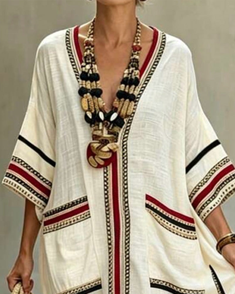Casual Maxi Jurk V-Hals Gestreept