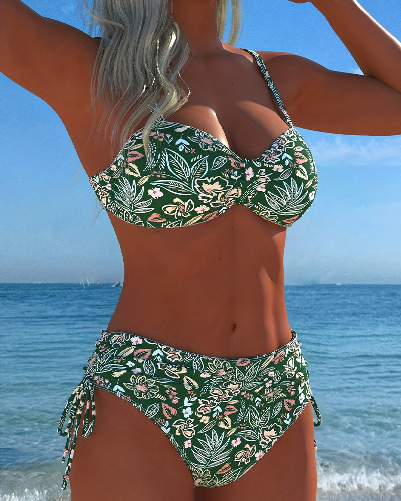 Bikini Bloem-Gescheiden String