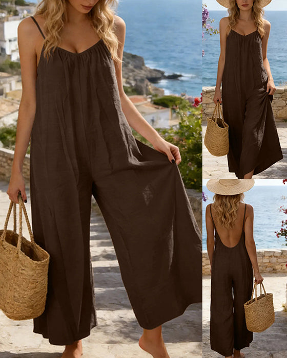 Jumpsuit Dunne Bandjes Effen Kleur