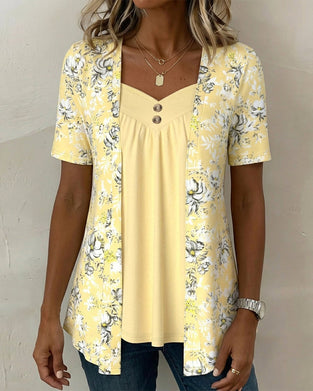 T-Shirt Bloemenprint Nep Tweedelig