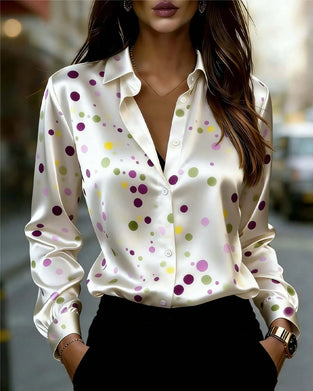 Blouse Stipje Lange Mouw Gerimpeld