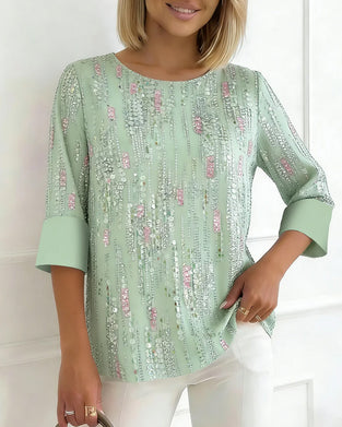 Blouse Casual Ronde Hals Print Half Mouw