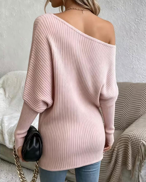 Pullover Effen Één Schouder