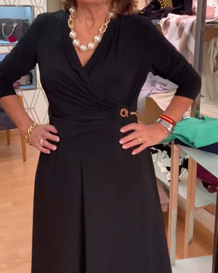 V-hals Aangesloten Taille Split Jurk