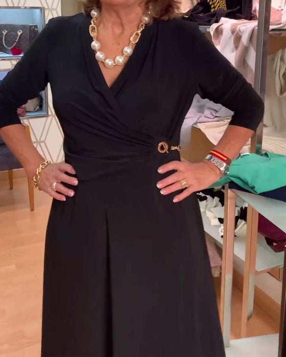 V-hals Aangesloten Taille Split Jurk