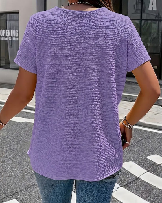 T-shirt Peter Pan Kraag Drie Knopen